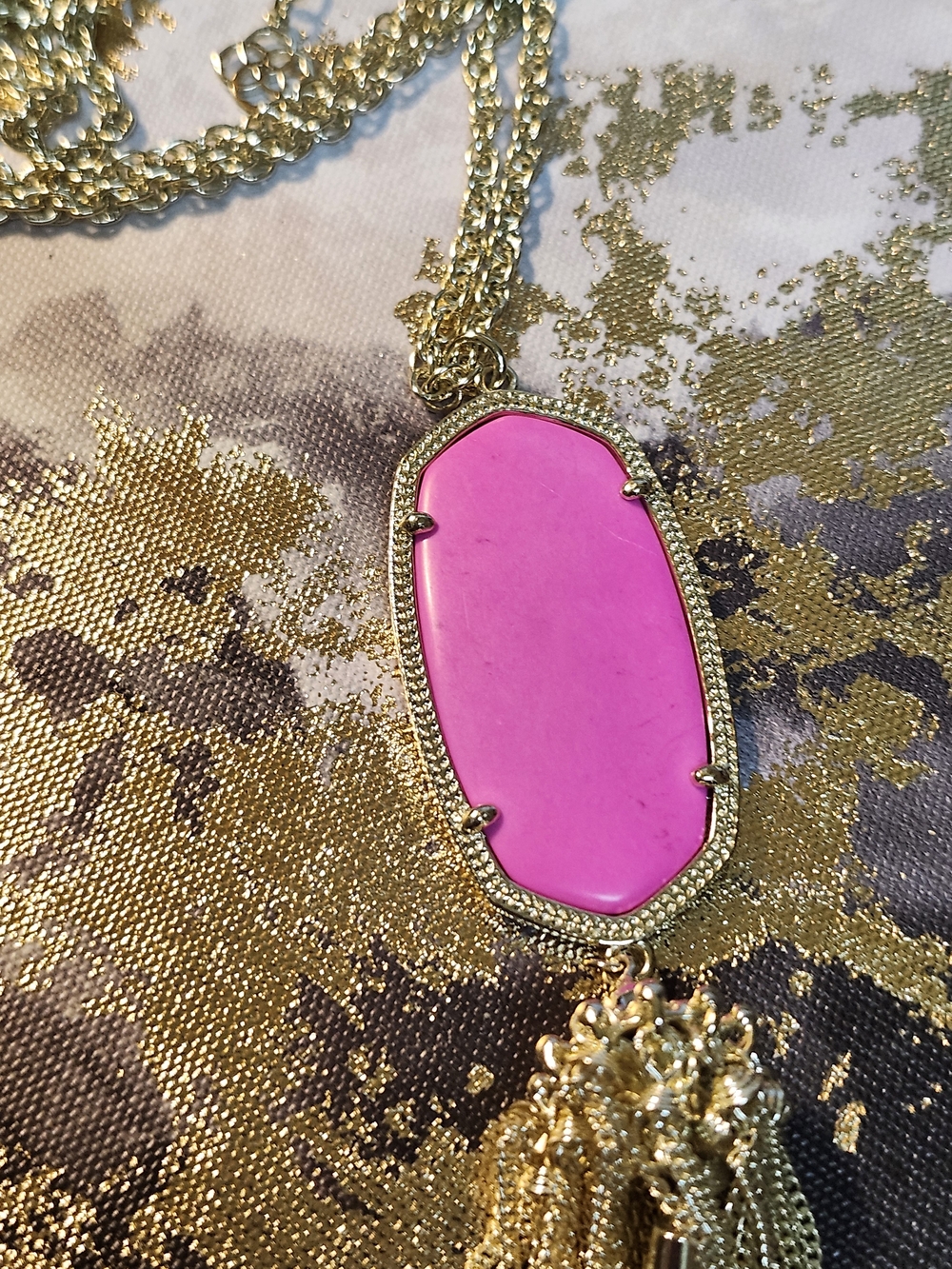 Kendra Scott Gold Tassel Necklace with Pink Pendant - Picture 6 of 16